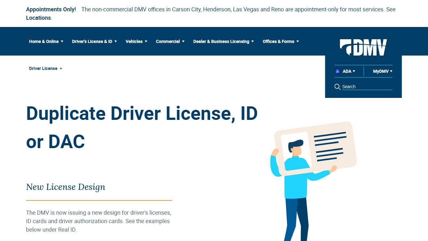 Duplicate Driver License, ID or DAC - Nevada